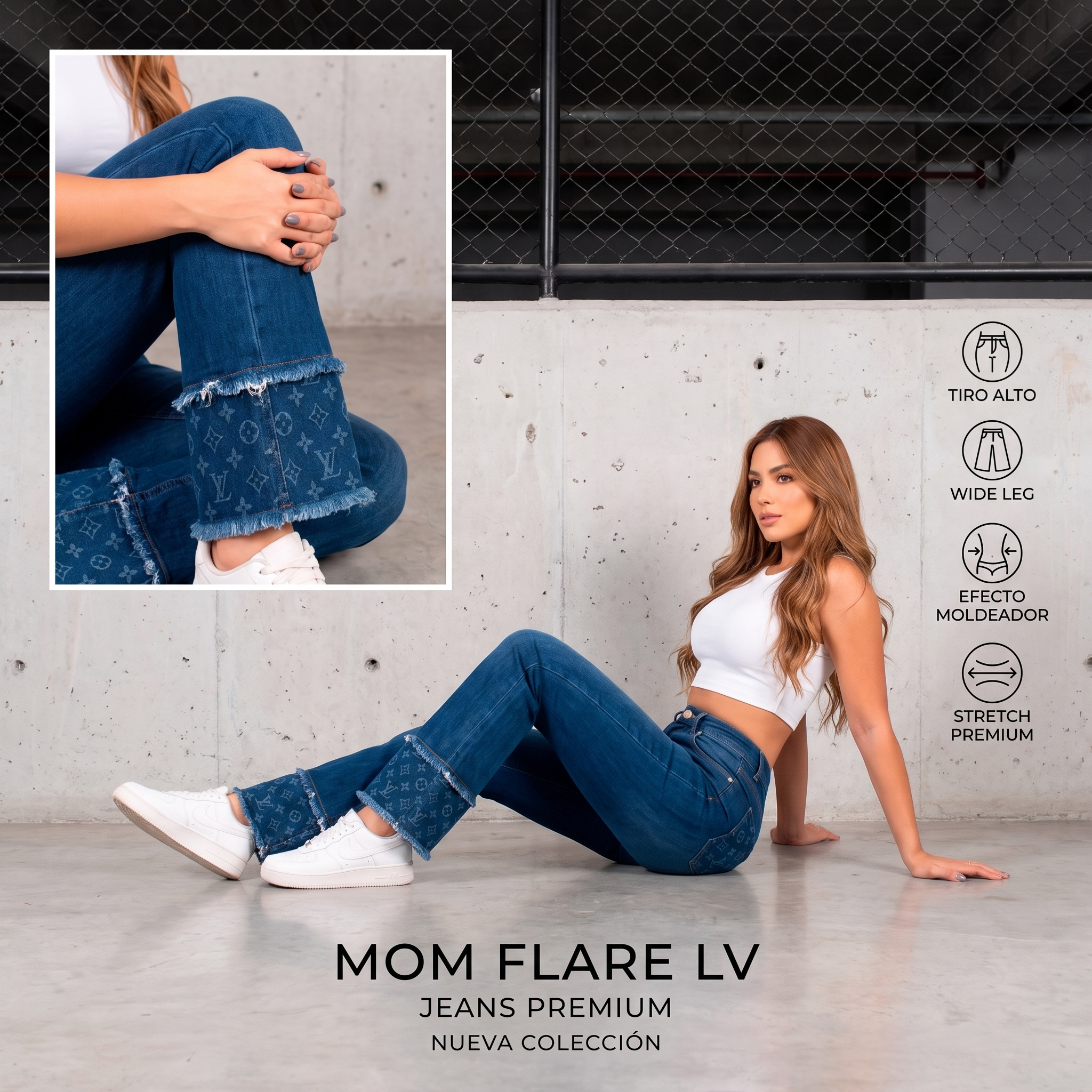 Jeans Mom Flare Tiro Alto