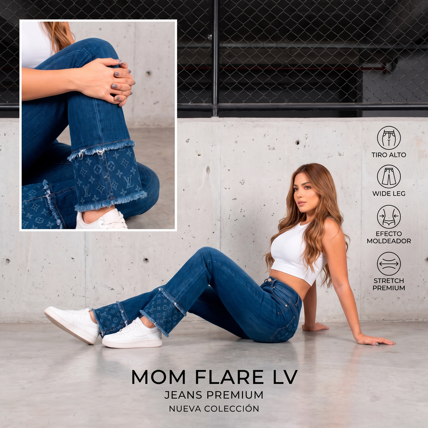 Jeans Mom Flare Tiro Alto